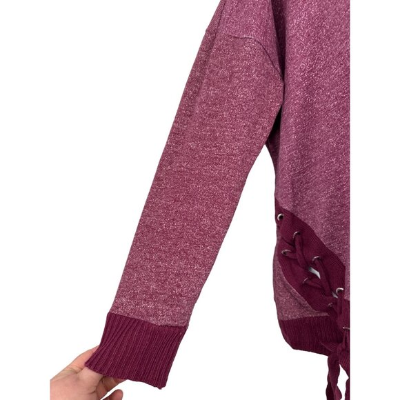 Maurices Womens Burgundy Knit Sweater With Lace-Up Hem Detail Size 1 - Picture 4 of 9